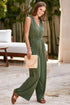 Deep V Pleated Crisscross Wide Leg Backless Jumpsuit